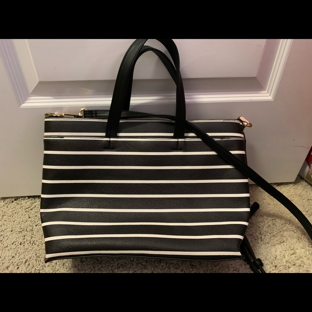 Black and white striped purse